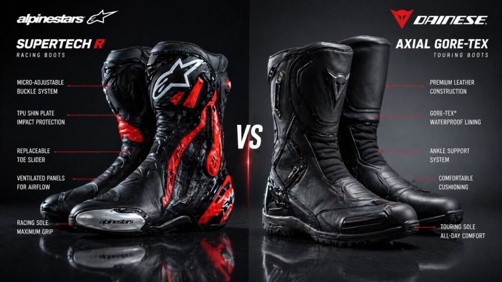 Alpinestars Supertech R vs Dainese Axial Gore-Tex boots comparison