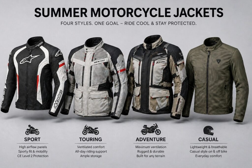 Comparison of different summer motorcycle riding suits and jackets
