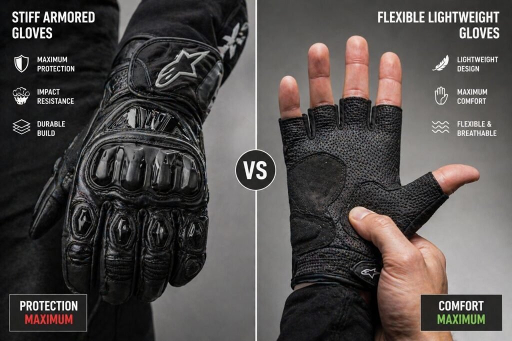 motorcycle gloves comfort vs protection comparison