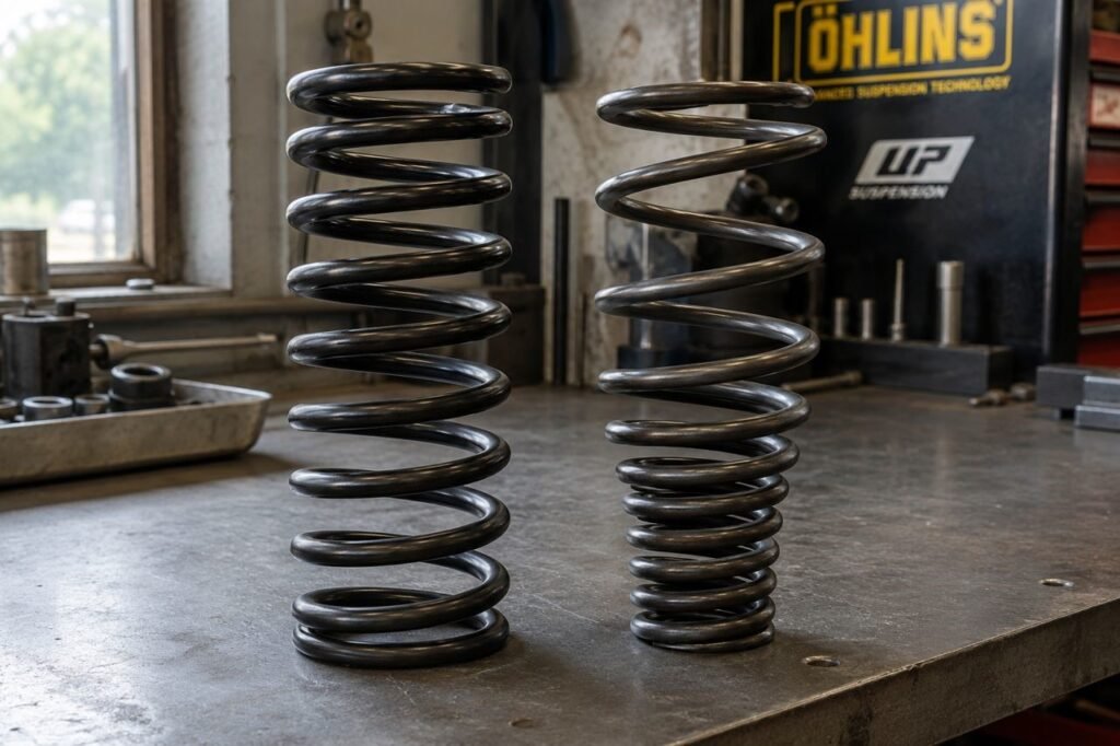 Linear vs progressive motorcycle springs side by side comparison