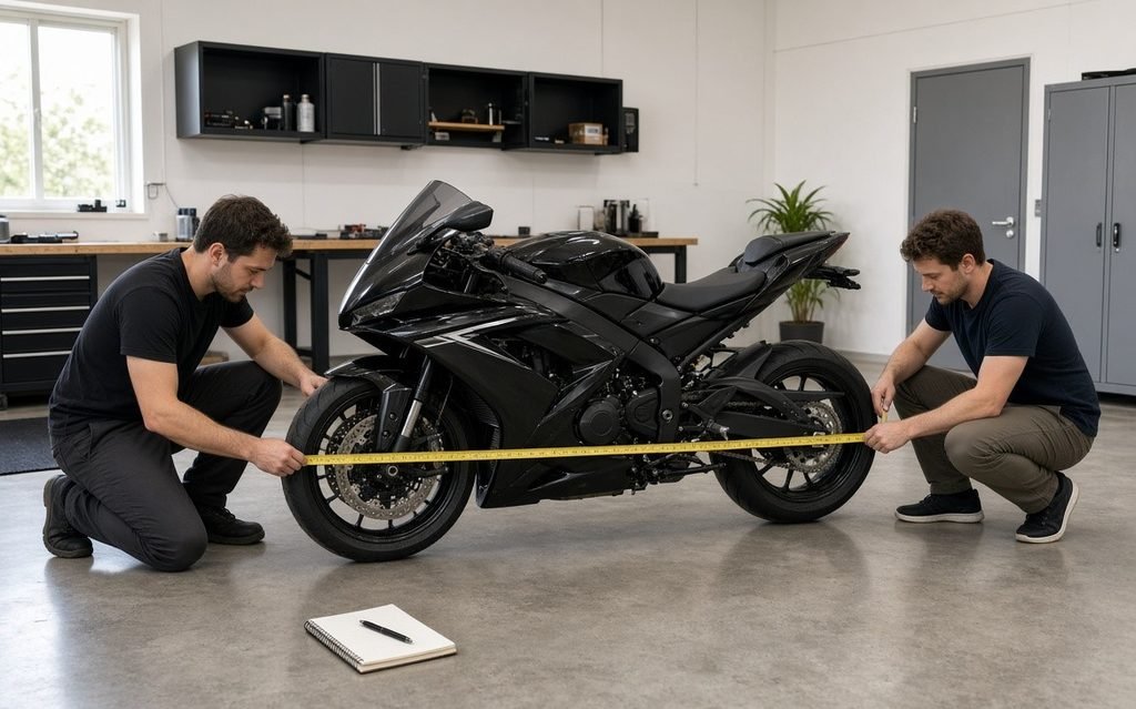 Measuring a motorcycle's length to find the right cover size